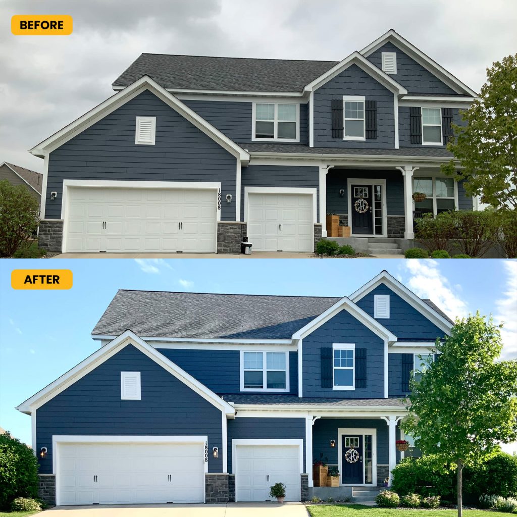 Before and after of exterior homes